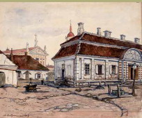 Старий гостинний двір (Нунціат) на вулиці Тілто. 1913. Папір, темпера, акварель. 33x40,5